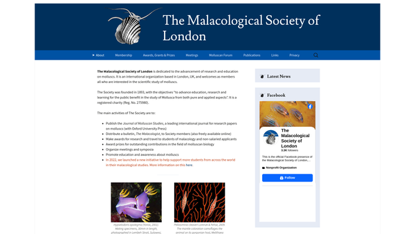 Screenshot of the The Malacological Society Of London website