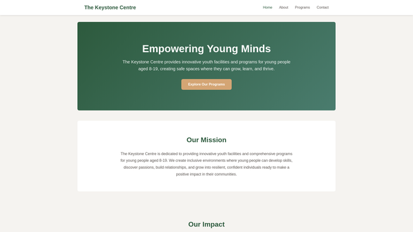 Screenshot of the The Keystone Centre website