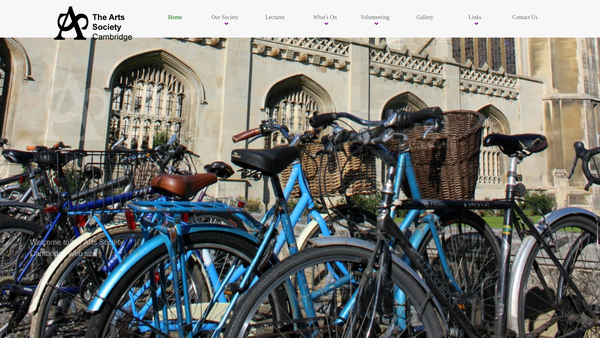 Screenshot of the The Arts Society Cambridge website