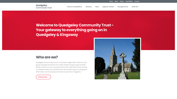 Screenshot of the Quedgeley Community Trust website