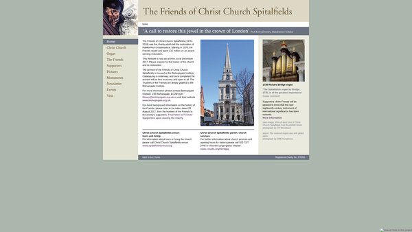 Screenshot of the The Friends Of Christ Church Spitalfields Trust website