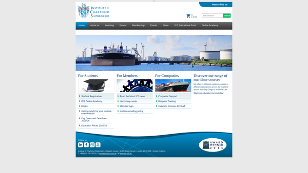 Screenshot of the The Institute Of Chartered Shipbrokers Educational Fund website