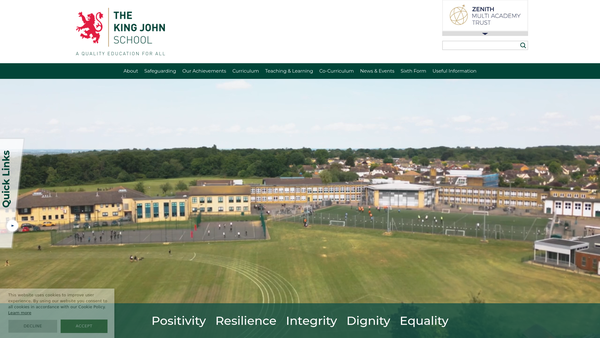 Screenshot of the The King John School Funds website