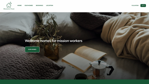 Screenshot of the Shunem Trust website