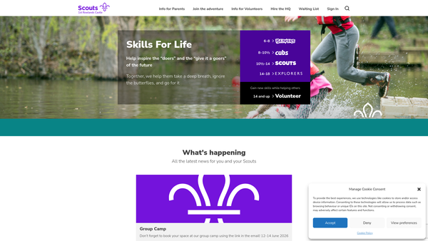 Screenshot of the 1st Rowlands Castle Scout Group website
