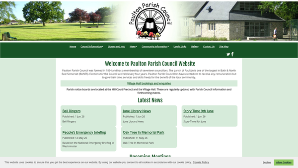 Screenshot of the Paulton Village Hall website