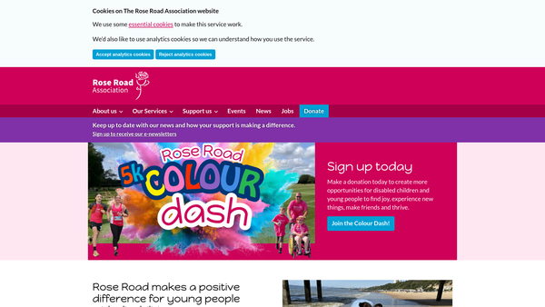 Screenshot of the The Rose Road Association website