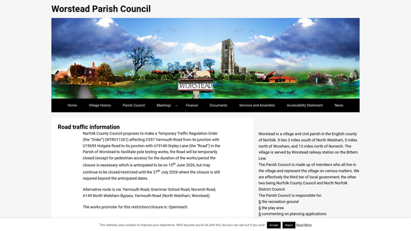 Screenshot of the Worstead Village Amenities Trust website