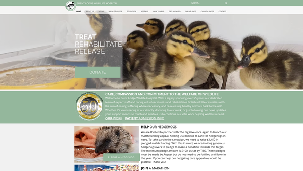 Screenshot of the Brent Lodge Bird And Wildlife Trust website