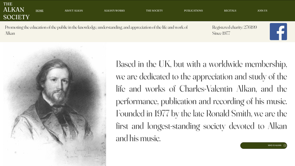 Screenshot of the The Alkan Society website
