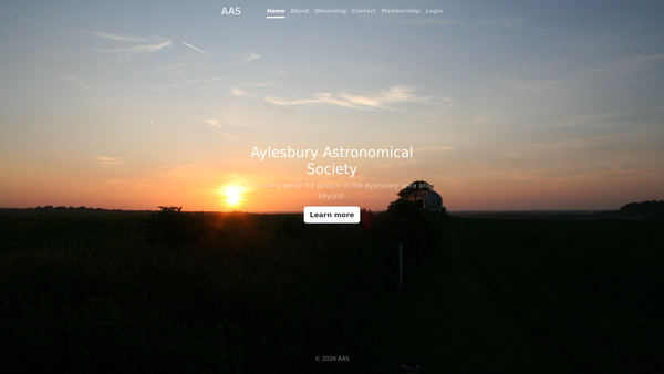 Screenshot of the Aylesbury Astronomical Society website