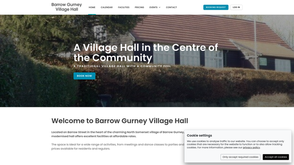Screenshot of the Barrow Gurney Village Hall website