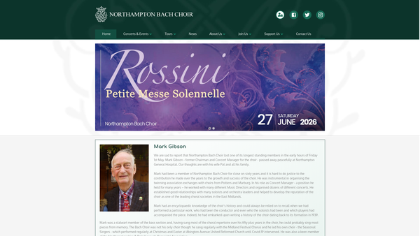 Screenshot of the Northampton Bach Choir website