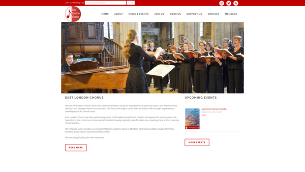 Screenshot of the East London Chorus website