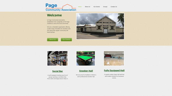 Screenshot of the Page Community Association website