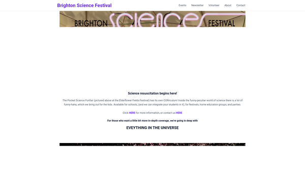 Screenshot of the Brighton Science Festival Limited website