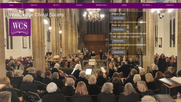 Screenshot of the Woodbridge Choral Society website