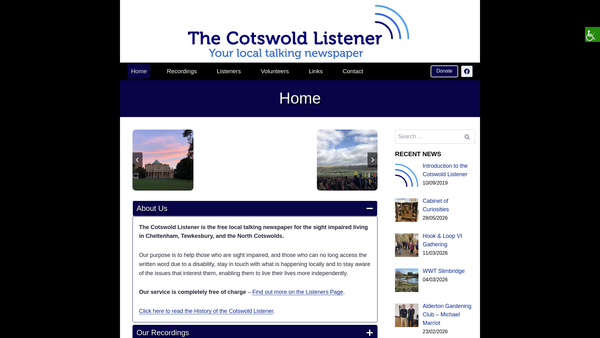Screenshot of the The Cotswold Listener website