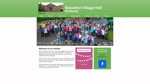 Screenshot of the Staverton Village Hall website