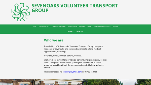 Screenshot of the Sevenoaks Volunteer Transport Group website
