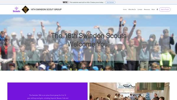 Screenshot of the 18th Swindon Scout Group website
