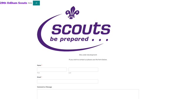 Screenshot of the 29th Odiham District (Pondtail) Scout Group website