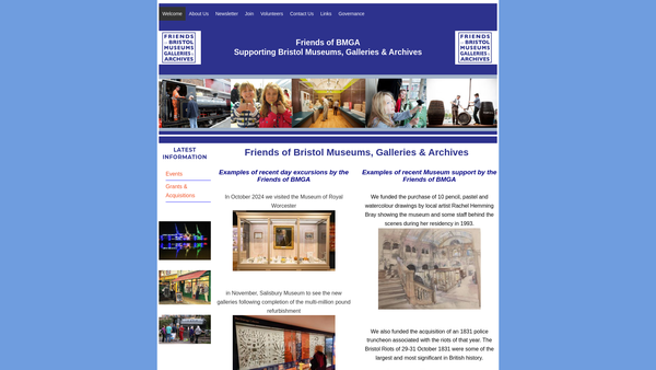 Screenshot of the Friends Of Bristol Museums, Galleries & Archives website