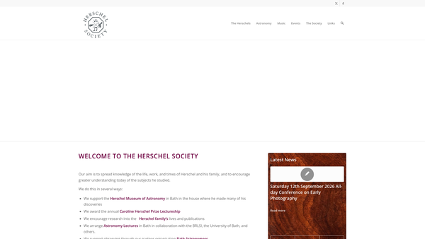 Screenshot of the Herschel Society website