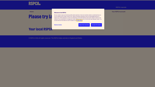 Screenshot of the Royal Society For The Prevention Of Cruelty To Animals South London Branch website