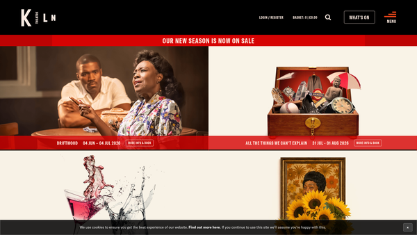 Screenshot of the Kiln Theatre website