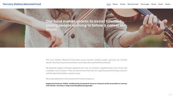 Screenshot of the The Larry Slattery Memorial Fund website