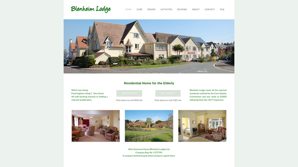 Screenshot of the West Somerset Home (Blenheim Lodge) Limited website