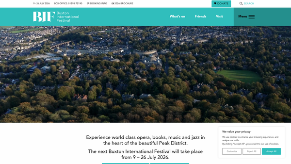 Screenshot of the Buxton Arts Festival Limited website