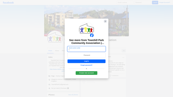 Screenshot of the Townhill Park Community Association website