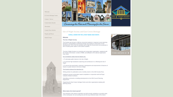 Screenshot of the The Isle Of Wight Society website