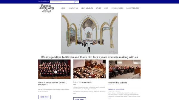 Screenshot of the Thornbury Choral Society website