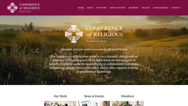 Screenshot of the The Conference Of Religious Of England And Wales website