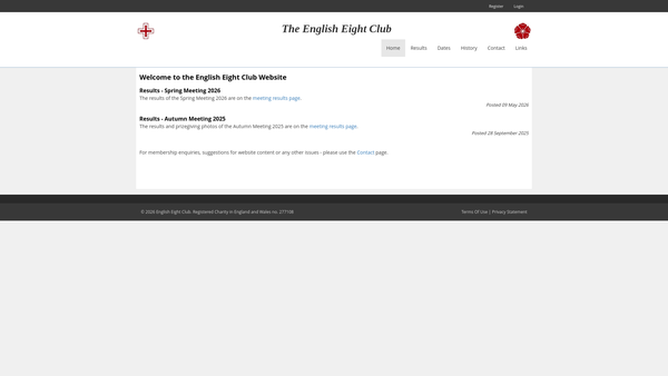 Screenshot of the The English Eight Club website