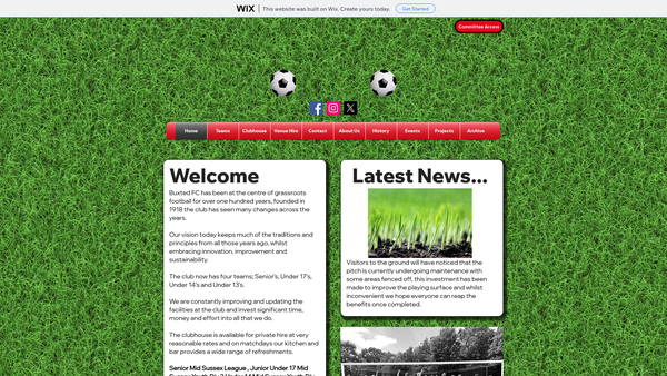 Screenshot of the Buxted Pavilion website