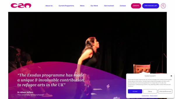Screenshot of the Community Arts Northwest website