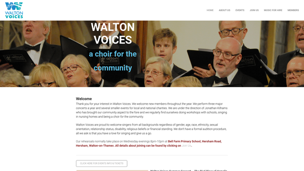 Screenshot of the Walton Voices website
