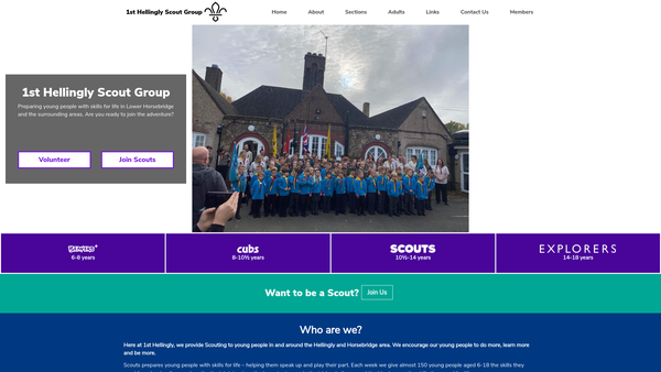 Screenshot of the 1st Hellingly Scout Group website