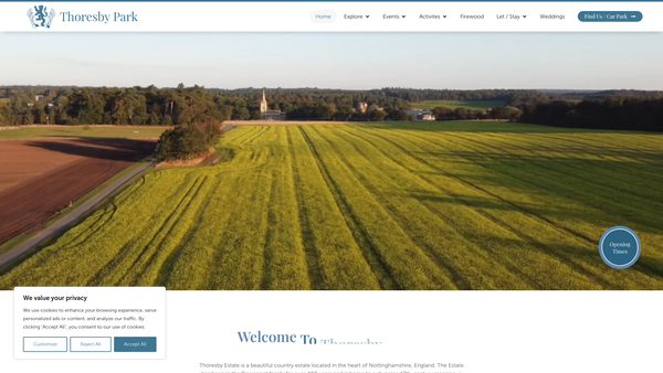 Screenshot of the The Thoresby Charitable Trust website