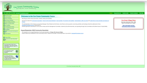 Screenshot of the Cox Green Community Centre website