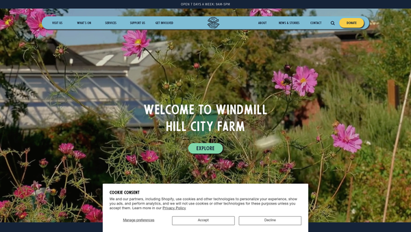 Screenshot of the Windmill Hill City Farm Limited website