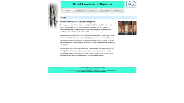 Screenshot of the Dorset Association Of Organists website
