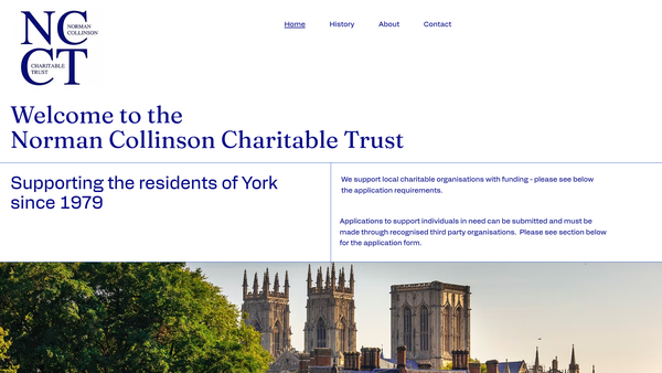 Screenshot of the Norman Collinson Charitable Trust website
