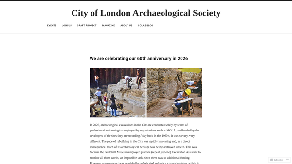 Screenshot of the City Of London Archaeological Society website