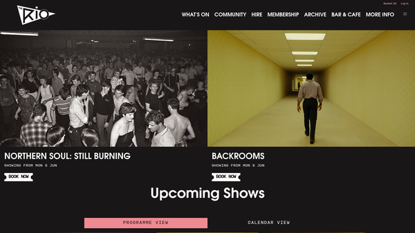 Screenshot of the The Rio Centre (Dalston) Limited website