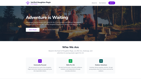 Screenshot of the 1st/3rd Houghton Regis Scout Group website
